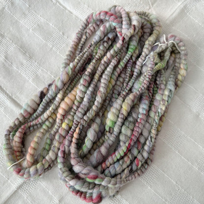 Hand Spun Art Yarn, DOWN MEMORY LANE Core Spun for weaving, knitting or crochet