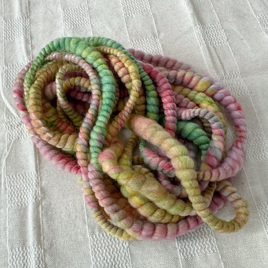 Hand Spun Art Yarn, FLORALS Core Spun Yarn for weaving, knitting or crochet projects