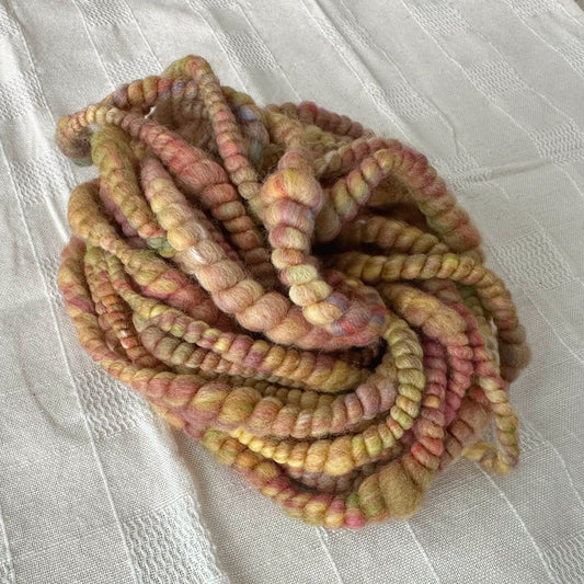 Hand Spun Art Yarn, AUTUMN LEAVES Core Spun for weaving, knitting or crochet