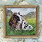 Needle Felted Wool Painting of an Ewe and Lamb