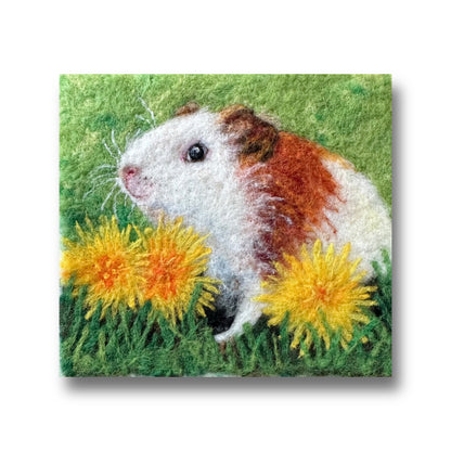 Needle Felted Wool Painting of Guinea Pig