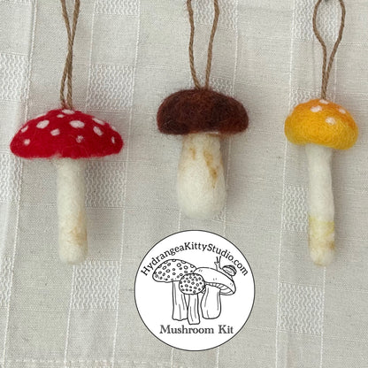 DIY Needle Felting Mushroom Ornaments Kit, Holiday Craft Kit