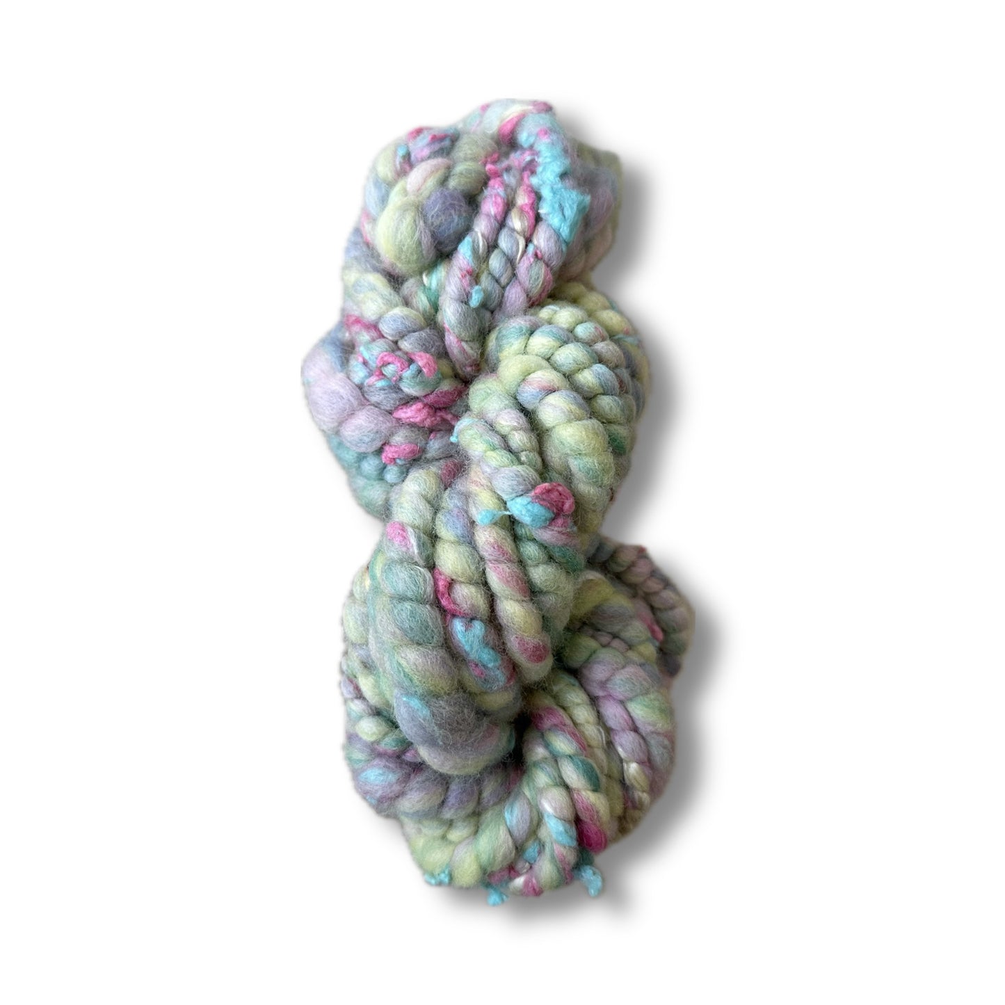 Hand Spun Art Yarn, SPRING BLOSSOMS Spiral yarn for weaving, knitting or crochet