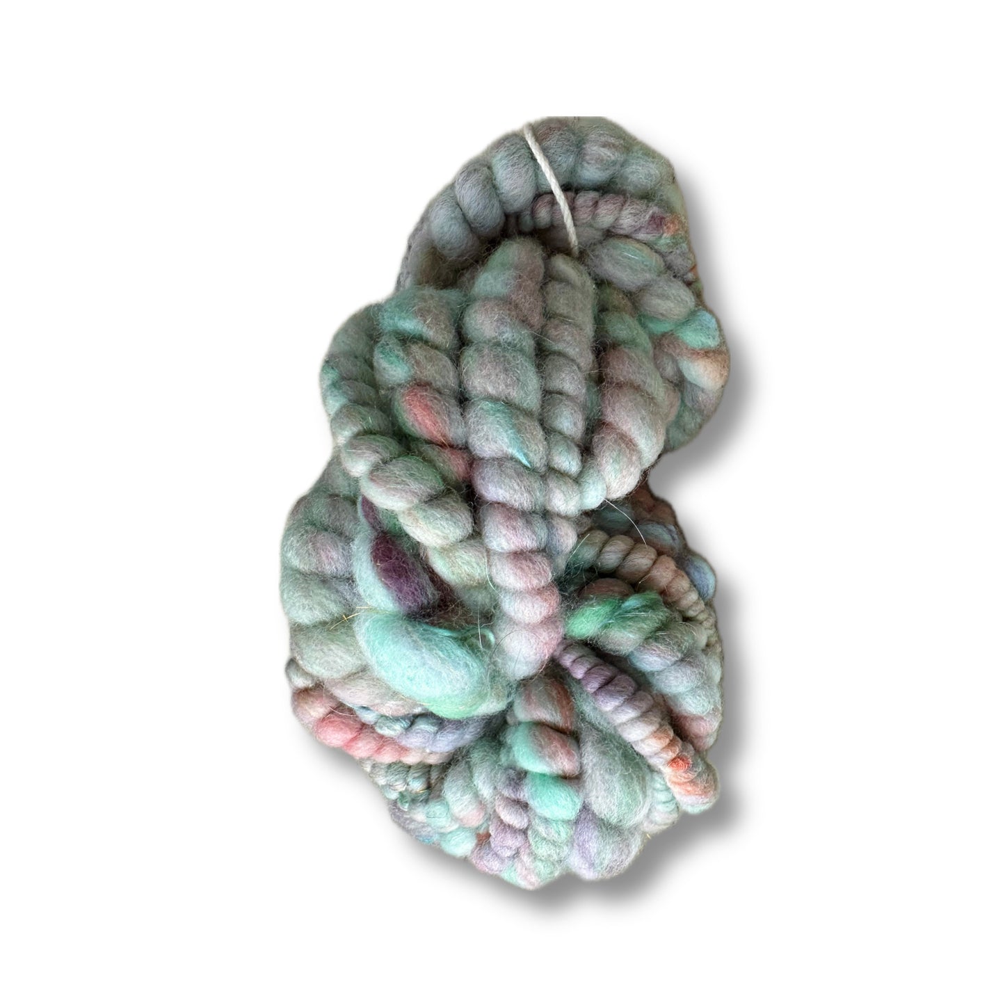 Hand Spun Art Yarn, PEPPERMINT GARDEN Core Spun for weaving, knitting or crochet