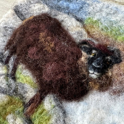 Needle Felted Wool Painting of a Soay Sheep