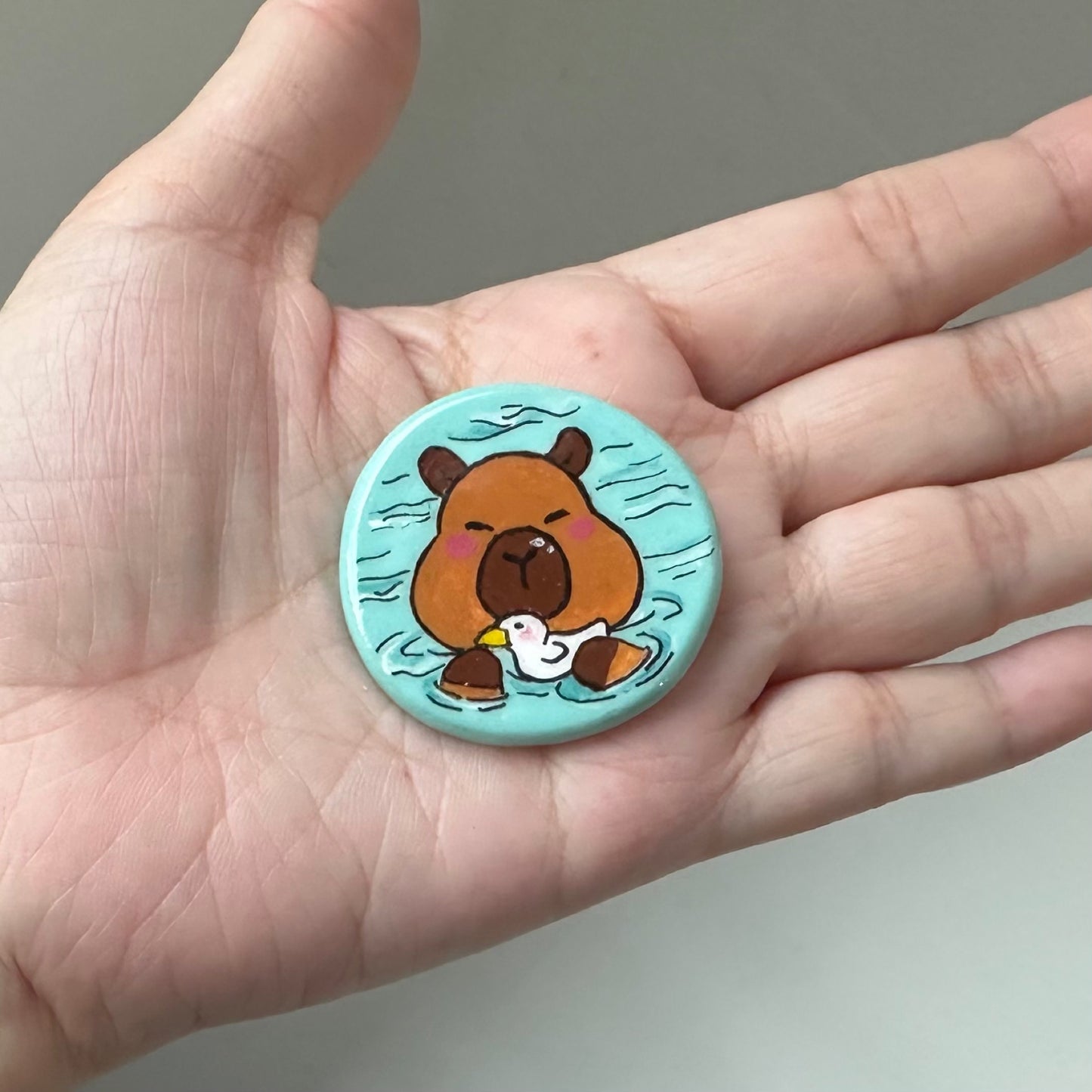Handmade Capybara Clay Magnets, Fridge Magnets, set of 3
