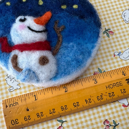 Needle Felted Christmas Ornament, Gazing Snowman