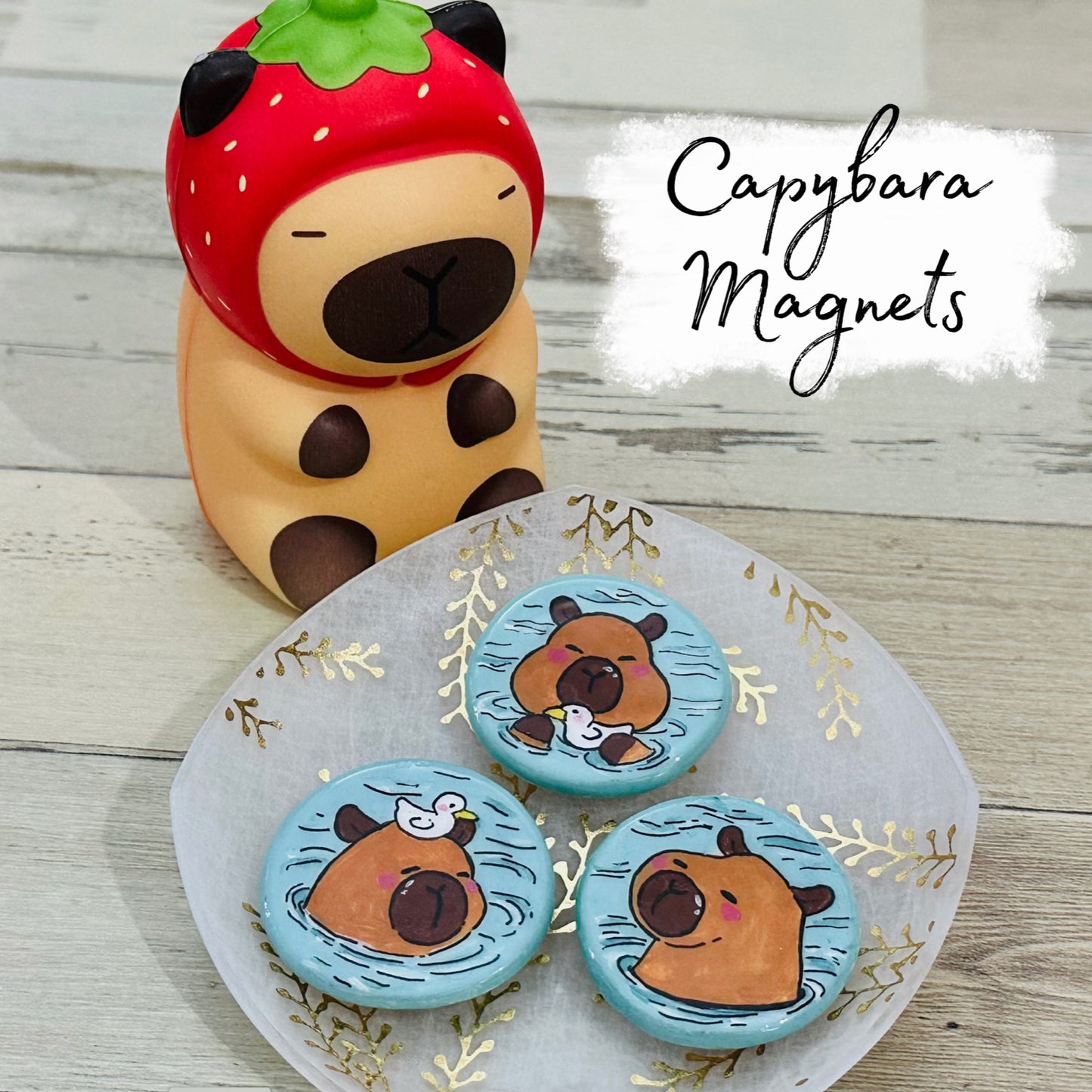 Handmade Capybara Clay Magnets, Fridge Magnets, set of 3