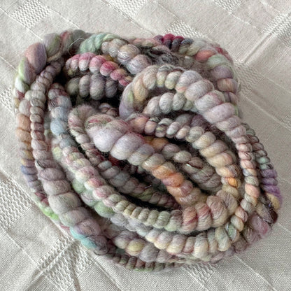 Hand Spun Art Yarn, DOWN MEMORY LANE Core Spun for weaving, knitting or crochet