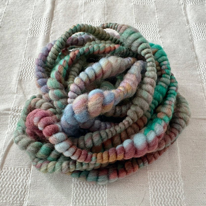 Hand Spun Art Yarn, DRAGON'S SCALES Core Spun Coiled Art Yarn for weaving, knitting or crochet