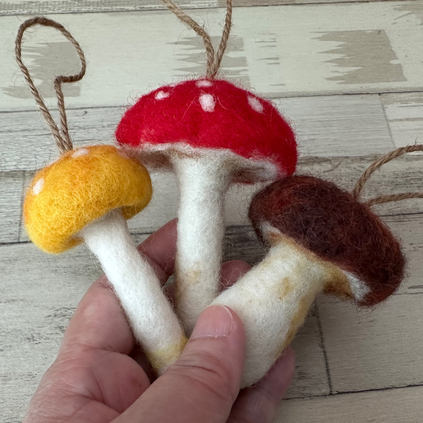 DIY Needle Felting Mushroom Ornaments Kit, Holiday Craft Kit