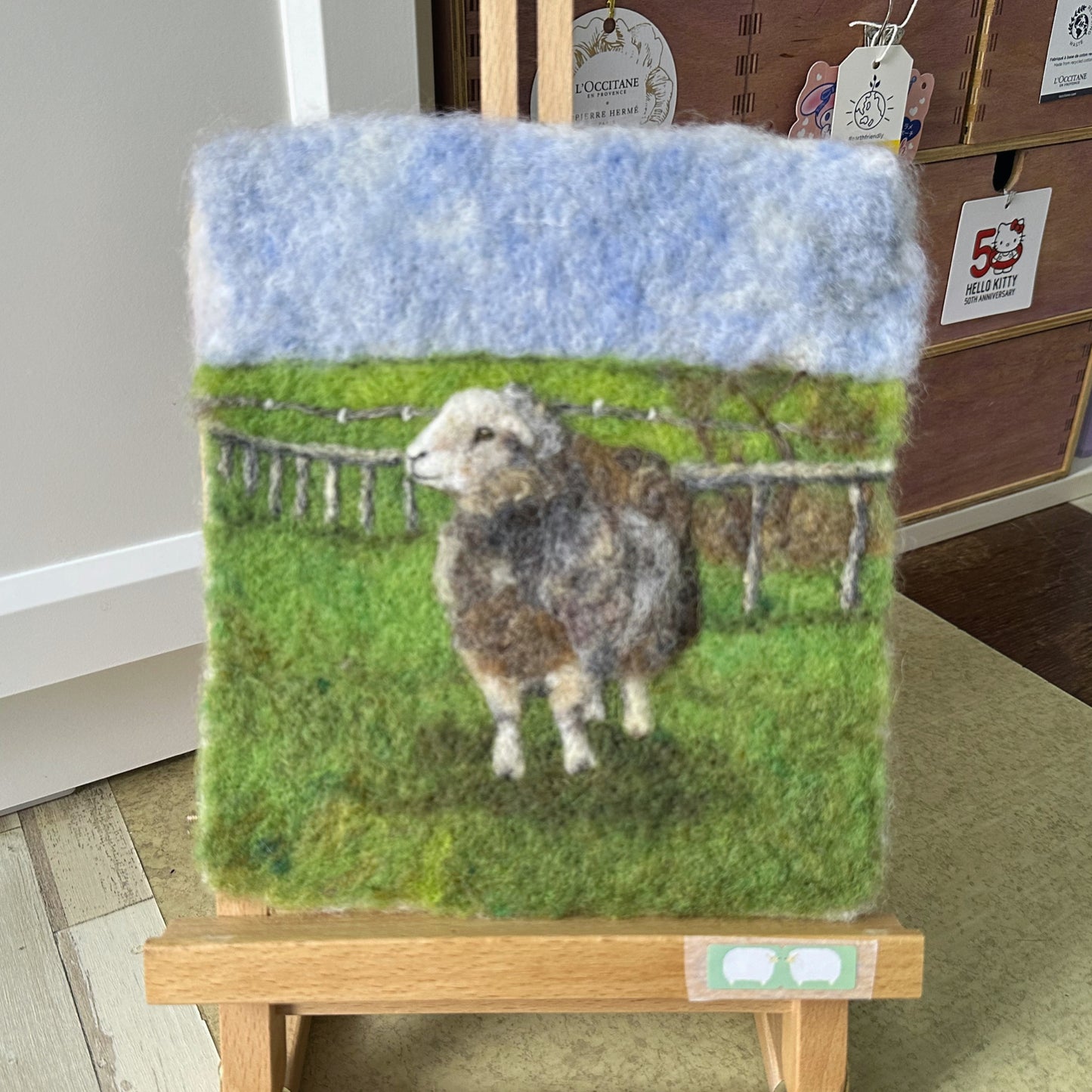 Needle Felted Wool Painting of Herdwick Sheep