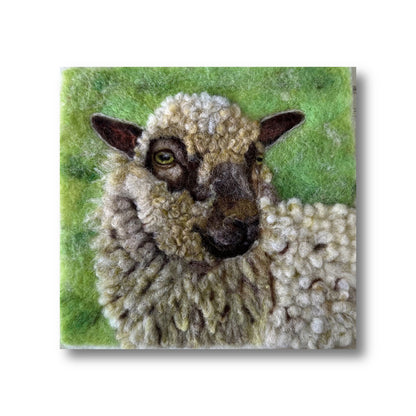 Needle Felted Wool Painting of a Shetland Sheep