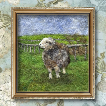 Needle Felted Wool Painting of Herdwick Sheep